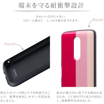 Xperia 1 SO-03L/SOV40/SoftBank 耐衝撃ハイブリッドケース 「PALLET AIR Katie」 トリコロールピンク ストラップホール付 LEPLUS