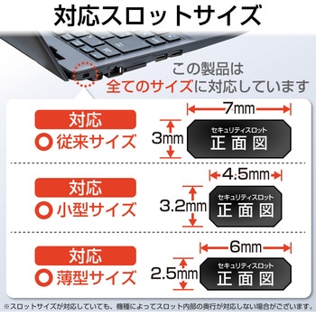 セキュリティワイヤー ロックパーツ 3x7標準スロット・Mini・Nano・Noble対応 ESL-RPA パソコン - エレコム