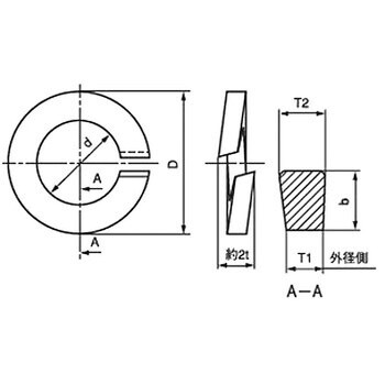 M14 ばね座金(スプリングワッシャー)2号(チタン)(小箱) 1箱(350個