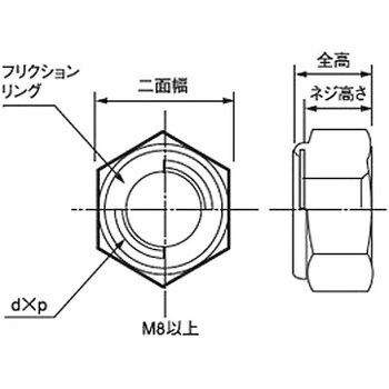 M8 Vロックナット(鉄/3価ホワイト)(小箱) 1箱(600個) 紀州ファスナー