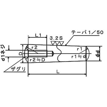 内ねじ付テーパーピ(S45C-Q(焼入れ)/生地)(小箱) 大阪魂