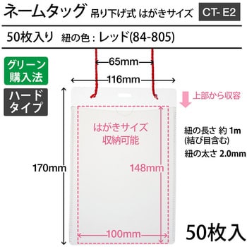 CT-E2(84805) 名札 ネームタッグ 吊り下げ式 イベント用 はがきサイズ