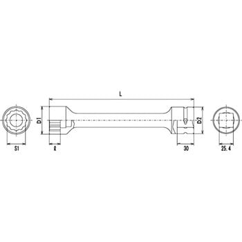 25.4sqトルクレンチ用エクステンションソケット FPC エクステンション