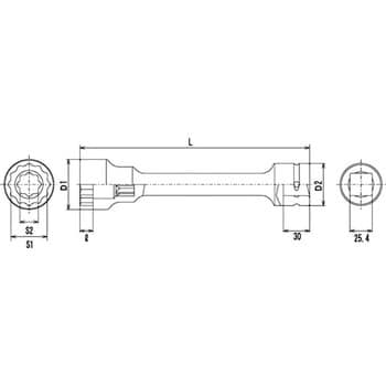 25.4sqトルクレンチ用エクステンションソケット FPC エクステンション