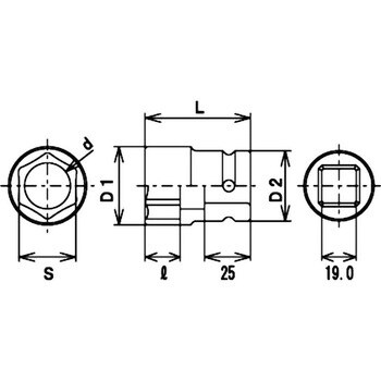 SPS-604 19.0sqスリムパラボラインパクトショートソケットセット FPC 3