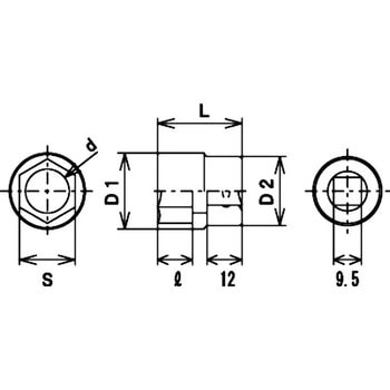 9.5sqソケットレンチ用ソケット(6角) FPC
