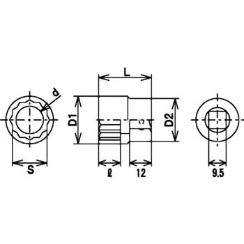 9.5sqソケットレンチ用ソケット(12角) FPC