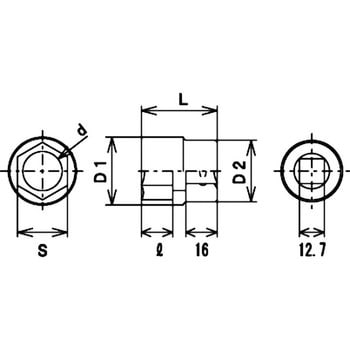 12.7sqソケットレンチ用ソケット(6角-ミリ) FPC