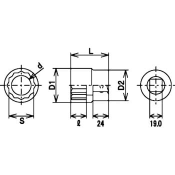 6S-70 19.0sqソケットレンチ用ソケット(12角) 1個 FPC 【通販サイト