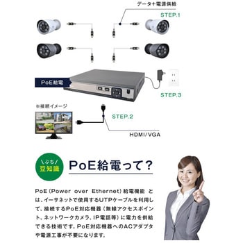 SecuSTATION PoE録画装置-4ch HDD-1TB(XPシリーズ) カメラセット(カメラタイプ：ドーム型) カメラ台数1～4台