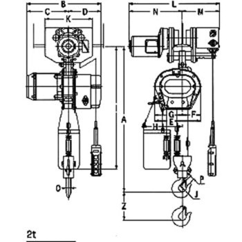 電気トロリ付電気チェーンブロック(3相200V) 二葉製作所