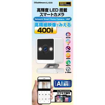 スマートカメラ 4MP/AI/高輝度 カシムラ