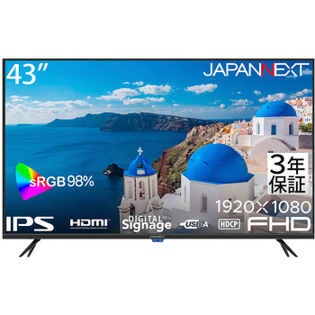 43型/1920×1080/HDMI×3/ブラック/スピーカー有/3年保証 JAPANNEXT
