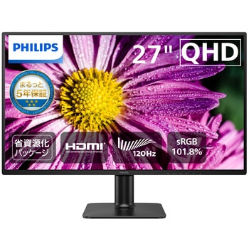 液晶ディスプレイ 27型/2560×1440/DisplayPort、HDMI/ブラック/スピーカー：なし/5年間フル保証/省資源化パッケージ Philips