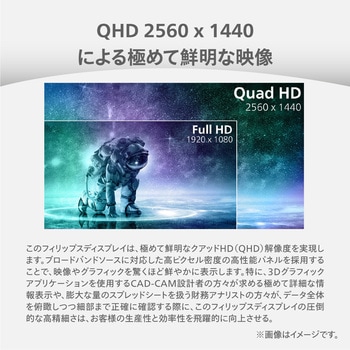 液晶ディスプレイ 27型/2560×1440/DisplayPort、HDMI/ブラック/スピーカー：なし/5年間フル保証/省資源化パッケージ Philips