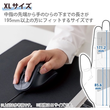 マウス 有線 静音 5ボタン 右手専用 抗菌 XLサイズ EX-G エレコム