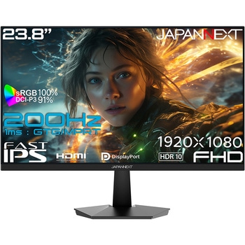 ゲーミング液晶ディスプレイ 23.8型/1920×1080/HDMI×2、DP/ブラック/スピーカー有/2年保証 JAPANNEXT