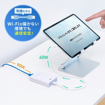 変換アダプタ PoE-USB TypeC PD60W給電/データ通信 サンワサプライ