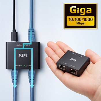 スイッチングハブ Giga対応 3ポート・TypeC給電 サンワサプライ