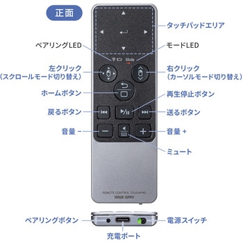 タッチパッドリモコン Bluetooth 5.1 サンワサプライ