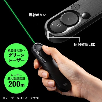 パワーポインター 2.4GHz グリーンレーザー サンワサプライ