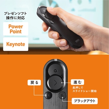 パワーポインター 2.4GHz グリーンレーザー サンワサプライ