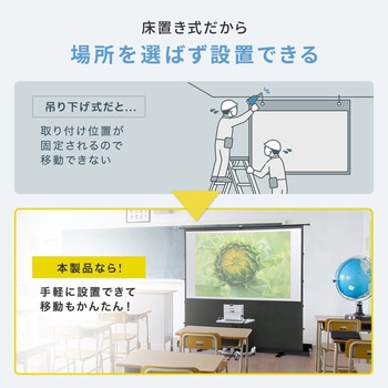 プロジェクタースクリーン 床置き式 超短焦点対応 サンワサプライ