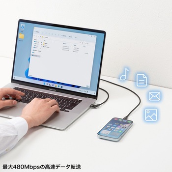 USB TypeCケーブル USB2.0 PD60W対応マグネットコネクタ サンワサプライ