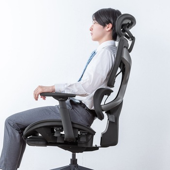 チェア メッシュタイプ 収納式フットレスト付き サンワダイレクト