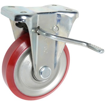 ゴールドキャスター 固定車(ウレタン車輪) ストッパー付 ゴールドキャスター