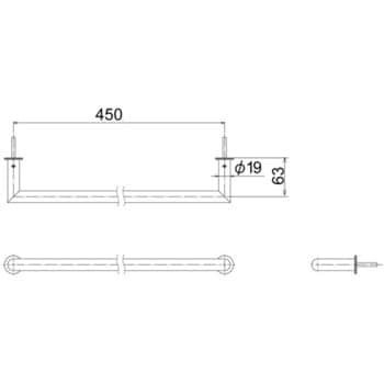 R4803-450-B タオル掛 ステンレス製19Φ 取付ビスBタイプ 1台 RELIANCE(リラインス) 【通販モノタロウ】