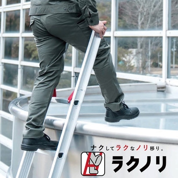 脚部伸縮 スタビライザー付 ハチ型 2連はしご ラクノリ 長谷川工業