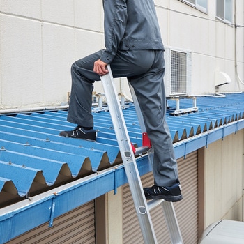 脚部伸縮 スタビライザー付 ハチ型 2連はしご ラクノリ 長谷川工業
