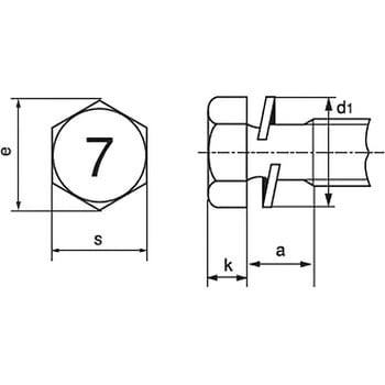 M6×30 7マーク付き六角トリーマP=2(SW組込)(鉄/3価ブラック)(小箱) 1箱