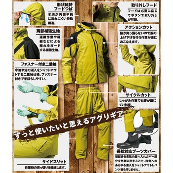 AGS-4000S Y レインウェア 上下セット 1セット makku 【通販モノタロウ】