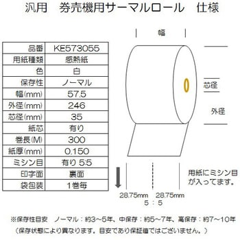 券売機用サーマルロール紙 コウナン ロールペーパー 【通販モノタロウ】