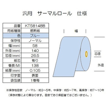 サーマルロール紙 幅58mm 外径140mm コウナン
