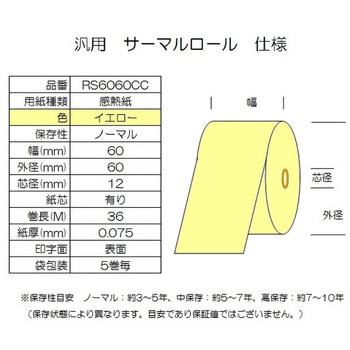 サーマルロール紙 幅60mm 外径60mm コウナン