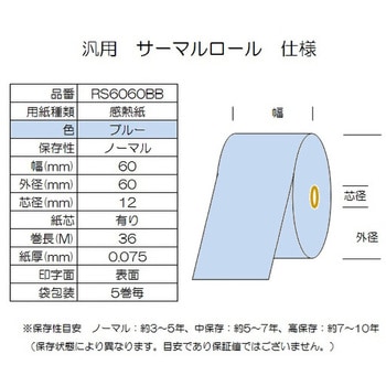 サーマルロール紙 幅60mm 外径60mm コウナン
