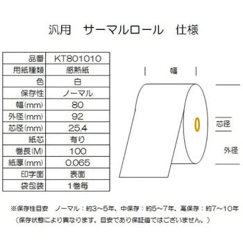 サーマルロール紙 幅80mm 巻長100M コウナン ロールペーパー 【通販