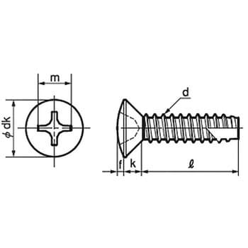 M2.6×16 (+)丸皿タッピンねじ 2種溝付B-1形(鉄/三価ステンコート)(小箱