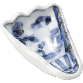 染付半開扇手びねり珍味皿 カネ大白木屋