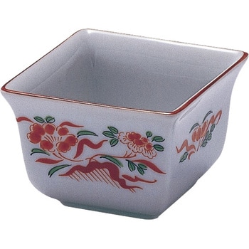 赤絵花正角小鉢(小) カネ大白木屋
