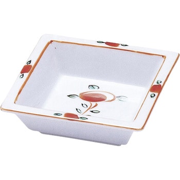 赤絵丸菊正角鉢 - カネ大白木屋