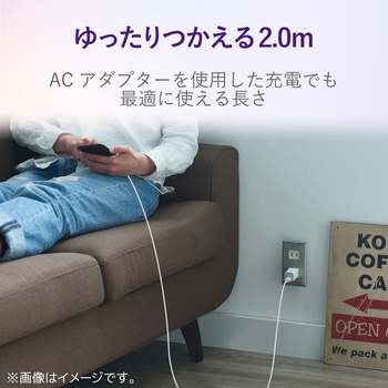 USBケーブル A-C USB2.0準拠 やわらか 難燃性 タイプC スマートフォン タブレット エレコム