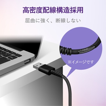 USBケーブル A-C USB2.0 高耐久 難燃性 タイプC スマートフォン タブレット エレコム