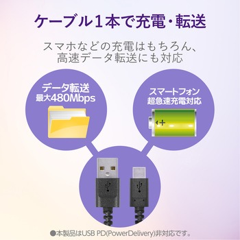 USBケーブル A-C USB2.0 高耐久 難燃性 タイプC スマートフォン タブレット エレコム