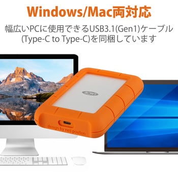 HDD (ハードディスク) 外付け ポータブル Type-C 耐衝撃 Rugged USB3.1