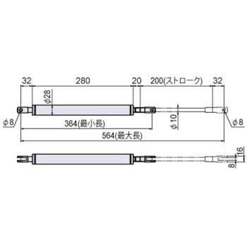 ガススプリング(収縮タイプ)564mm Φ10×Φ28 ジョー・プリンス竹下
