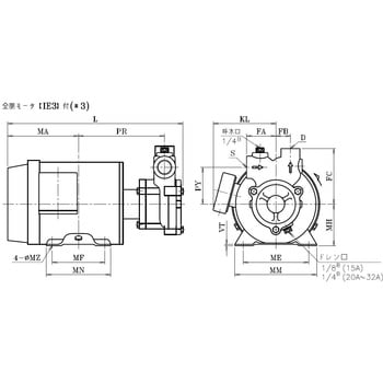 渦流タービンポンプNED(中圧・ステンレス) 吸込口径20mm 20NED04Z